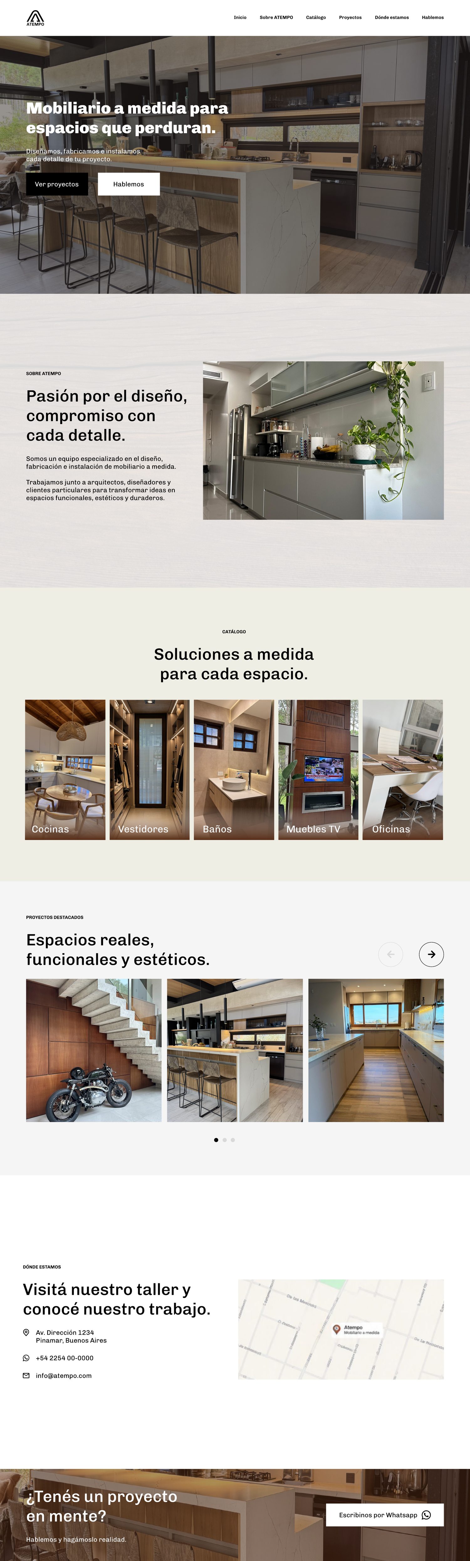 Diseño web de ATEMPO — versión desktop