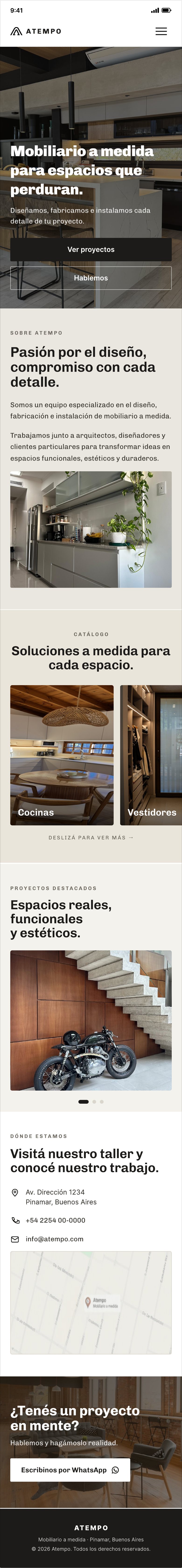 Diseño web de ATEMPO — versión mobile
