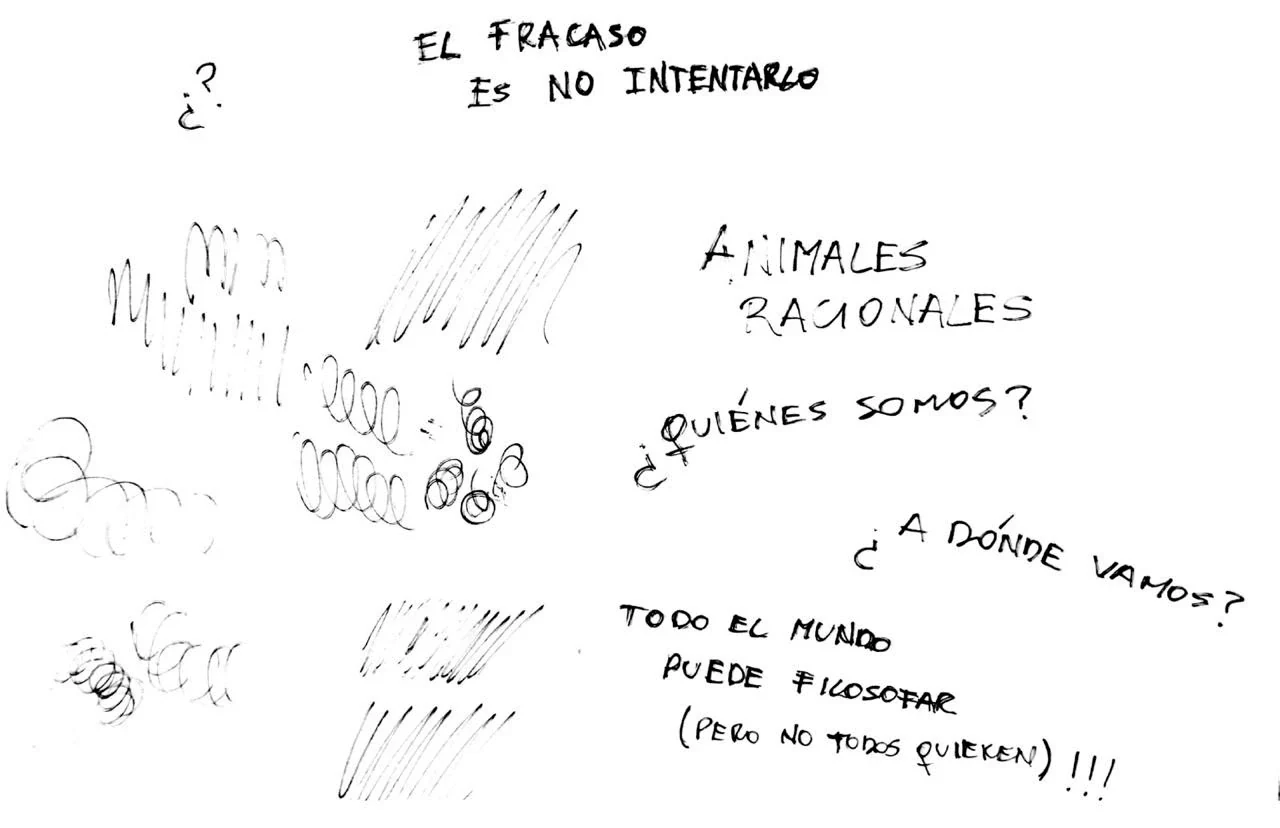 Bocetos y pruebas de trazo del lettering manuscrito