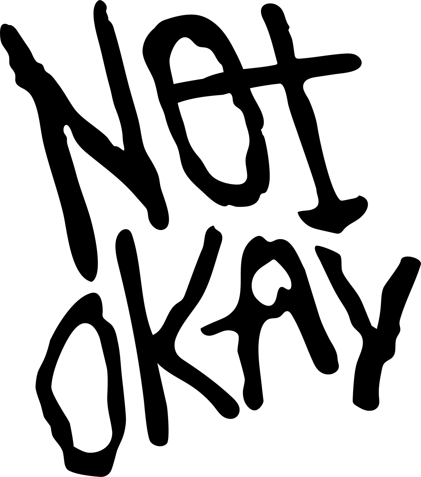 Logotipo apilado de Not Okay en negro